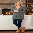 Plus Size Waffle Knit Zip Hoodie image number null